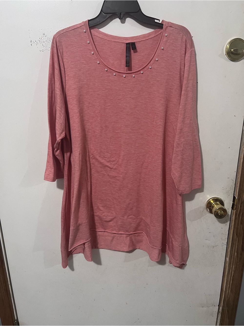 Allie & Rob Pearl-Embellished Scoop Neck Tunic in Rose